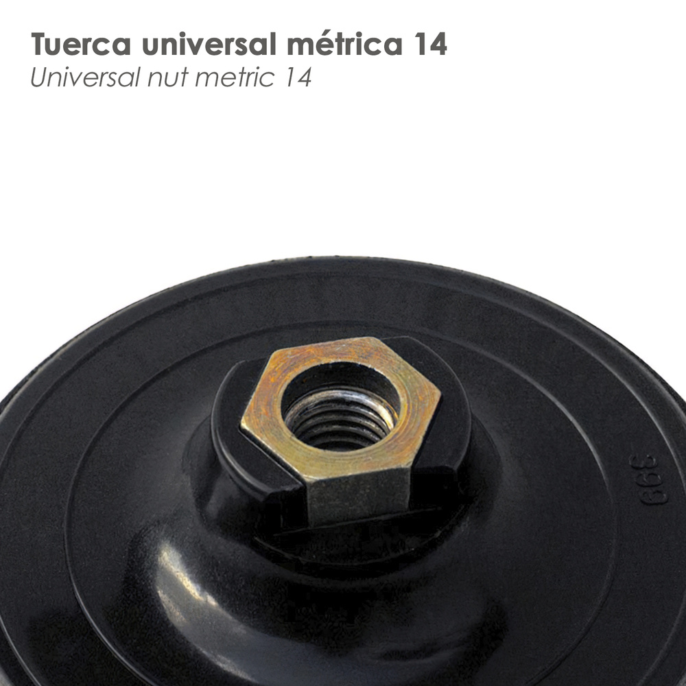 Plato Amoladora Nylon Con Velcro Ø 178 mm. Anclaje Rosca M14 - Imagen 3