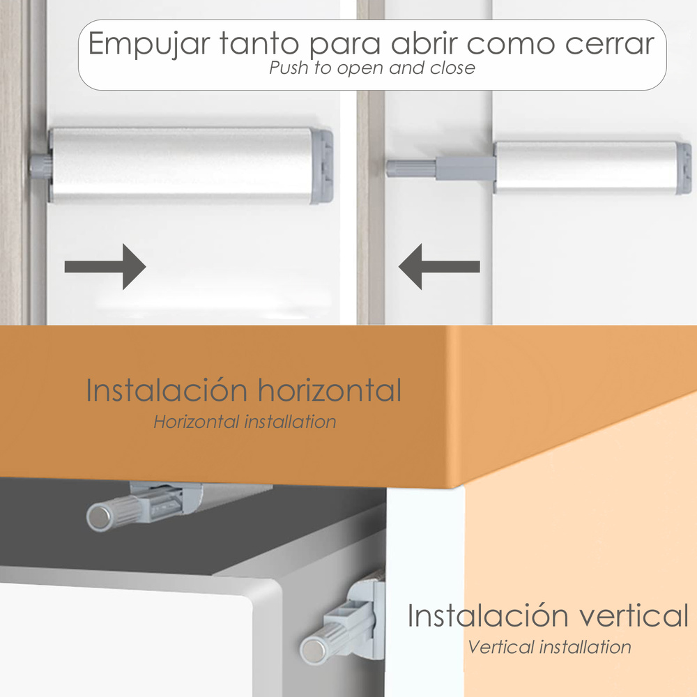 Cierre Iman Para Puerta Armario Presion Magnetica. Pack 2 Piezas Cierre Puerta, Cierre Cajon, Cierre Mueble, Cierre Amortiguador - Imagen 3