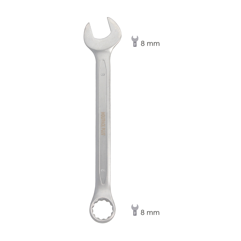 Llave Combinada Plus 8x8 Acero Cromo Vanadio DIN 3113. Llave Doble Boca, Llave Fija, Llave Estrella - Imagen 2