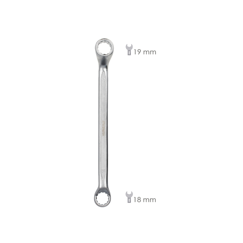 Llave Estrella Acodada Plus Acero Cromo Vanadio 18x19 DIN 838. Llave Doble Boca Acodada, Llave Fija Estrella Acodada - Imagen 2