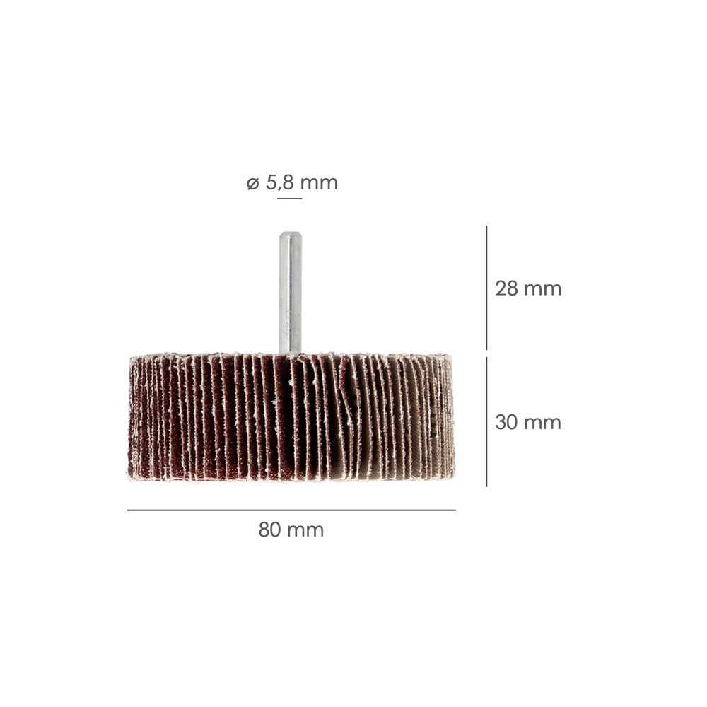 Abanico Lija Grano 80 Medida Ø 80 x 30 mm. Disco Abrasivo Laminas, Ruedas Mil Hojas, Ruedas Abrasivas,Lijado,Desbaste,Pulir - Imagen 2