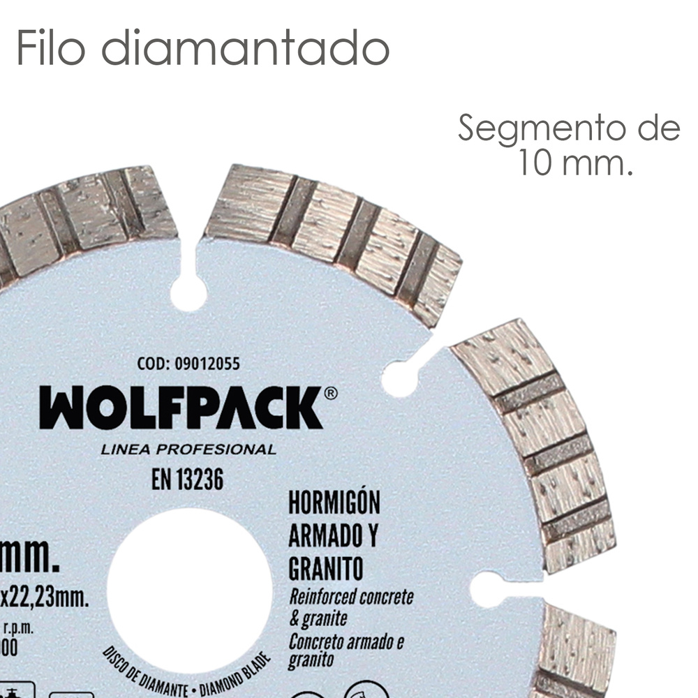 Disco Diamante Hormigon Armado / Granito Ø 115 mm. Segmento Diamantado 10 mm. - Imagen 3