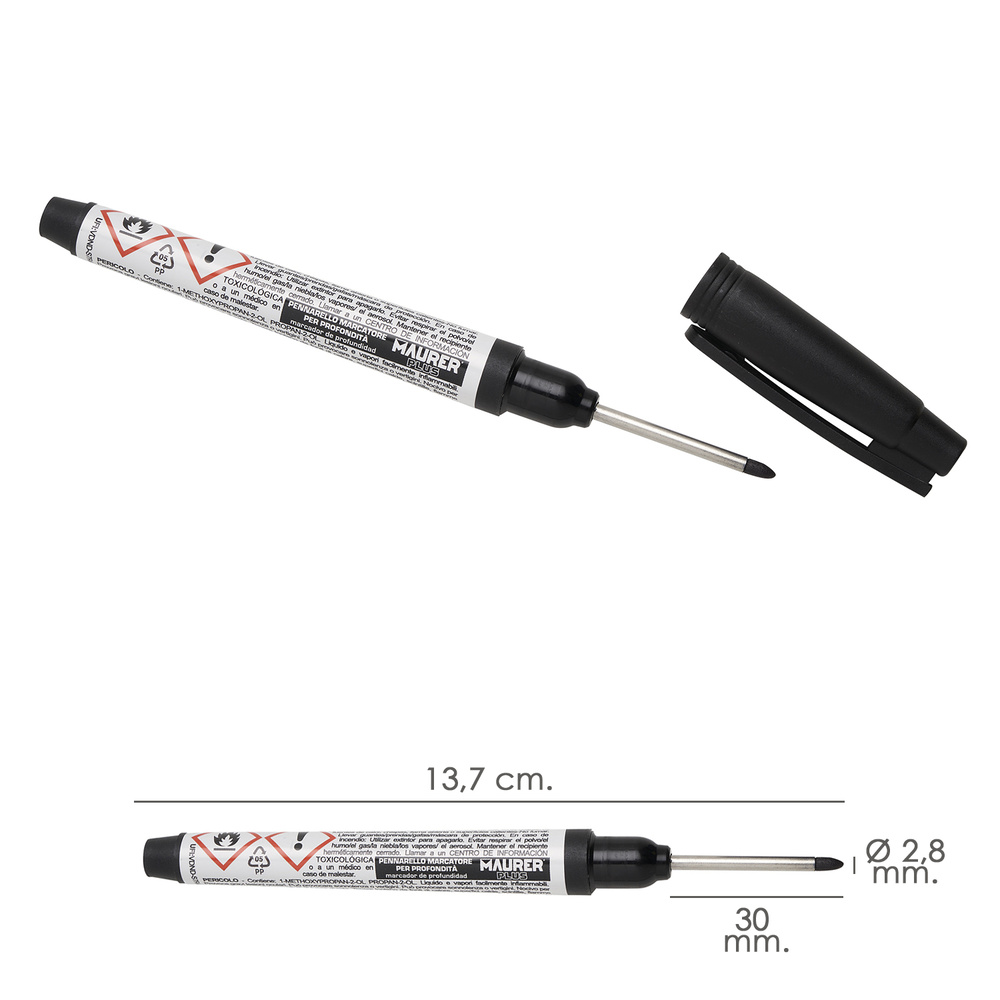 Rotulador Marcador Punta Larga Negro, Marcador Agujeros Profundos, Marcador Zonas Dificil Acceso, Trazador, Rotulador Obras, - Imagen 2