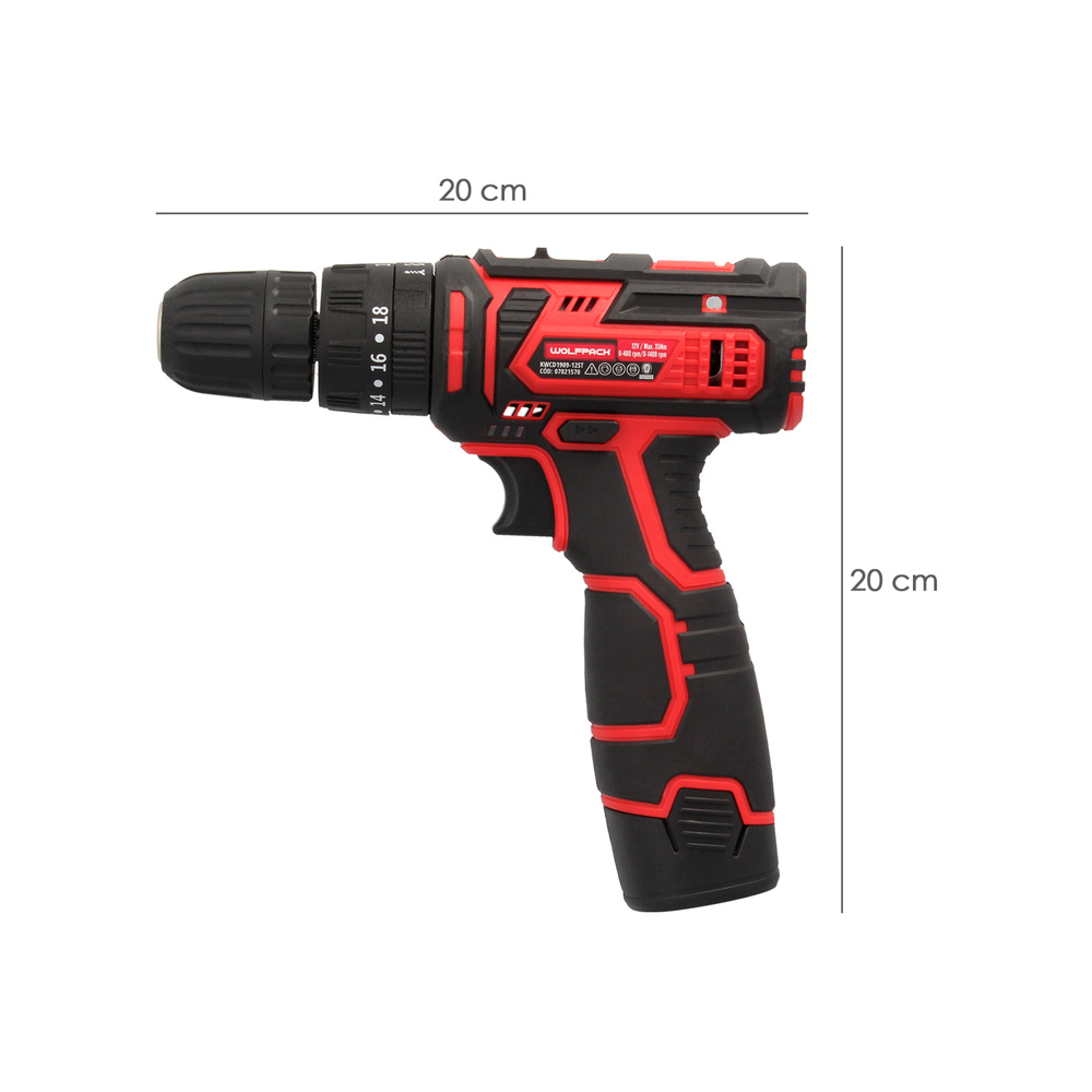 Taladro Atornillador 12 V. Con 2 Velocidades y Percutor. Bateria 1.300 mAh. Par Apriete 35 Nm. - Imagen 2