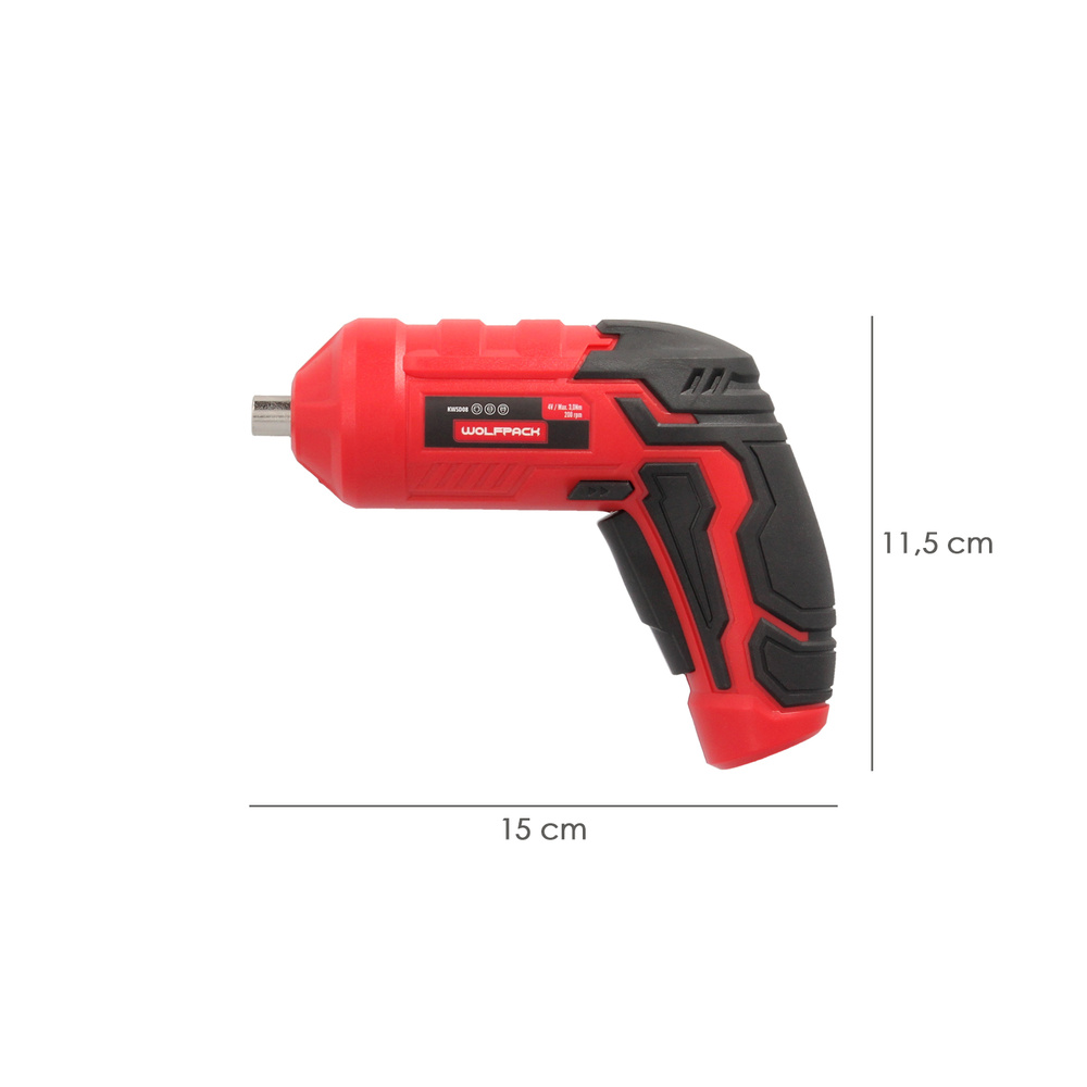 Atornillador 4 V. Con Led, Funda y 5 Destorpuntas, Bateria Recargable USB - Imagen 2