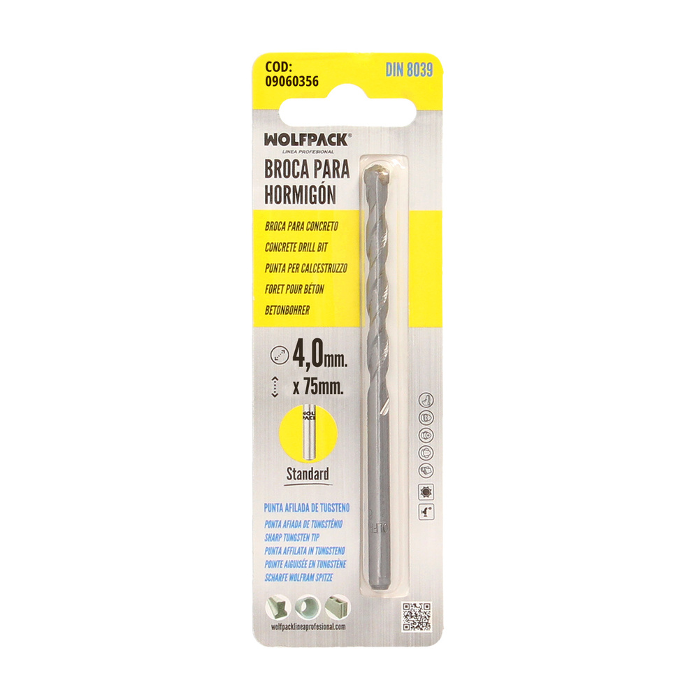 Broca Widia Piedra / Hormigón Ø 4 mm. Din 8039 Punta de Tungsteno. - Imagen 4