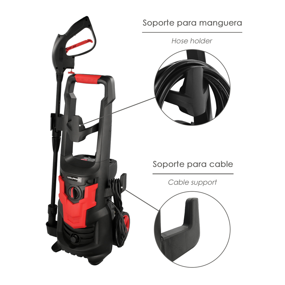 Hidrolimpiadora Alta Presión 135 Bares 1.800 Watt. Con Accesorios. 330 Litros / Hora. Limpiadora de Agua Con Deposito Detergente - Imagen 3
