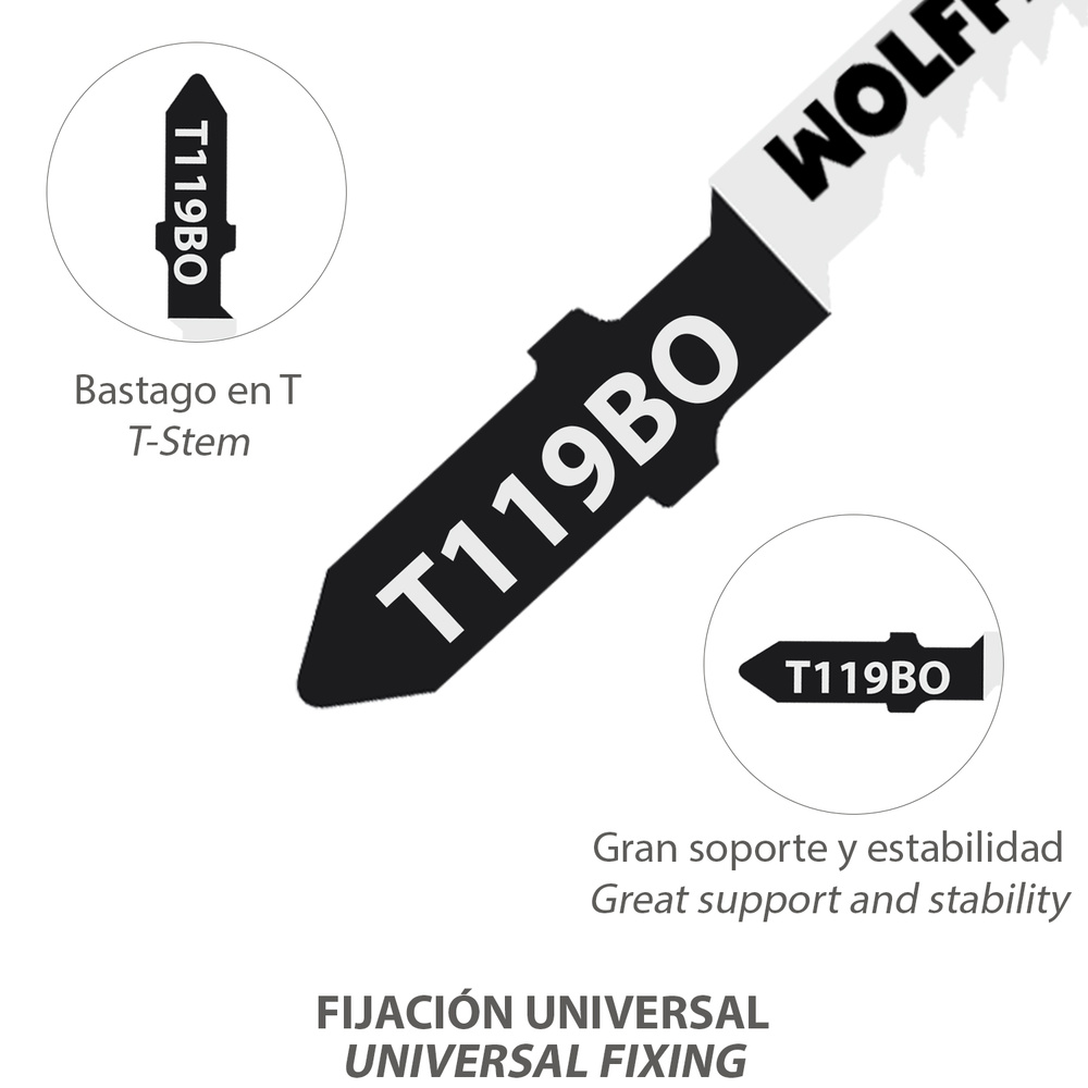 Hojas Sierra Calar Para Madera Corte Fino 5 Piezas. Hoja Cromo Vanadio 58. Vastago T Universal - Imagen 4