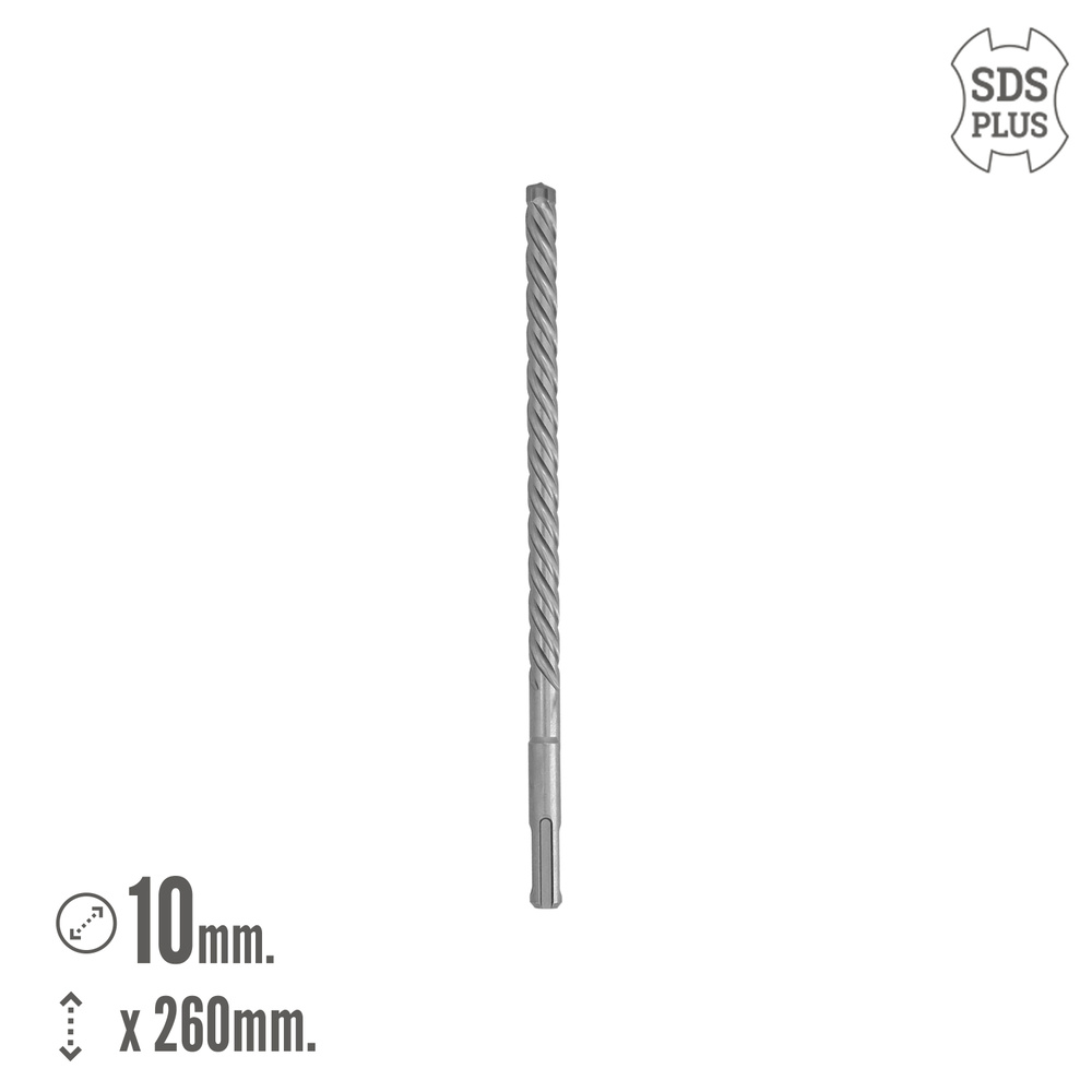 Broca Sds Plus 8 Filos Cortantes Especial Para Hormigon Armado Ø 10 x 260 mm. Broca Paredes, Broca Cimientos, Broca Muros - Imagen 2