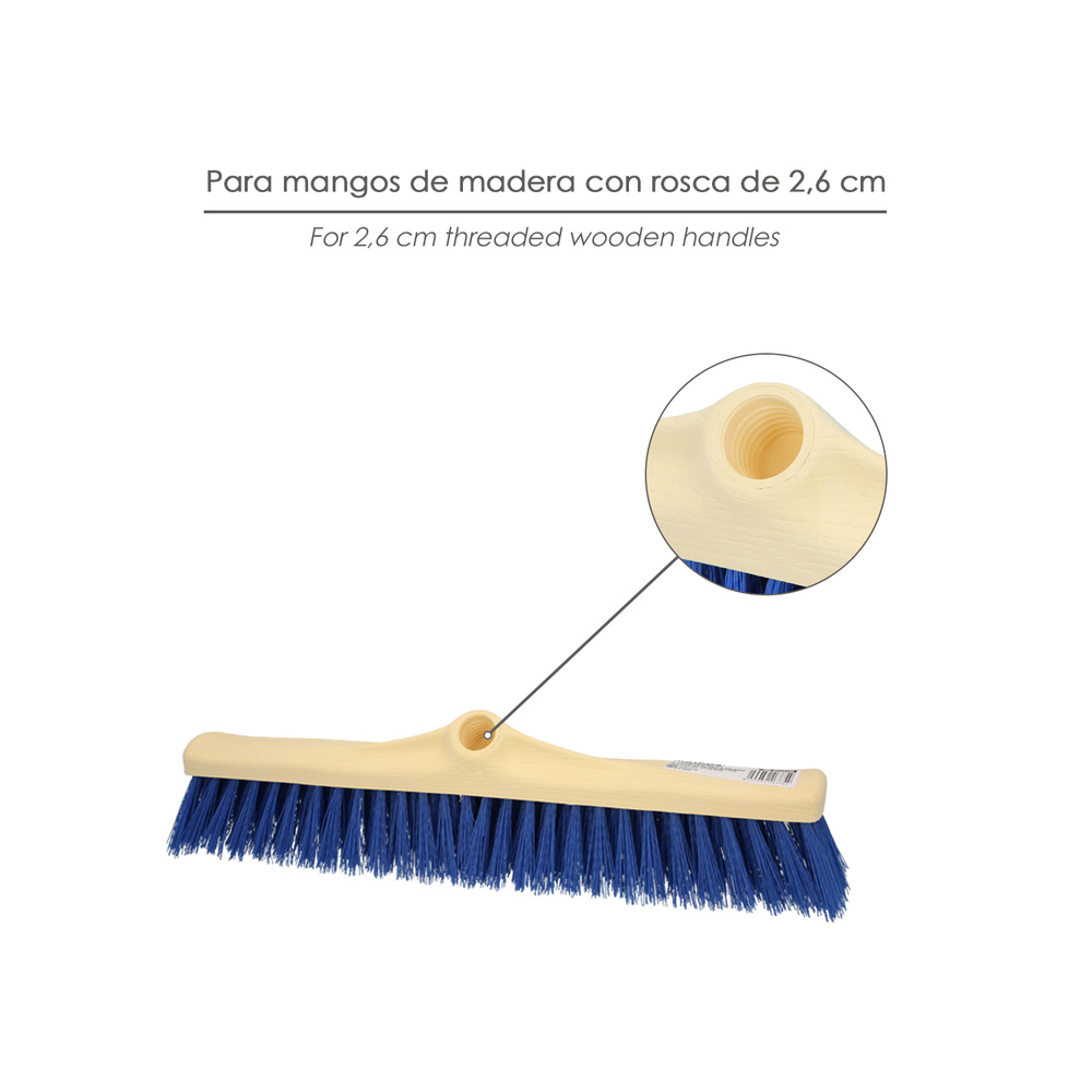 Cepillo Barrendero Industrial Fibra Semi Rigida PVC. Soporte Polipropileno 50 cm. (Sin Mango) - Imagen 4