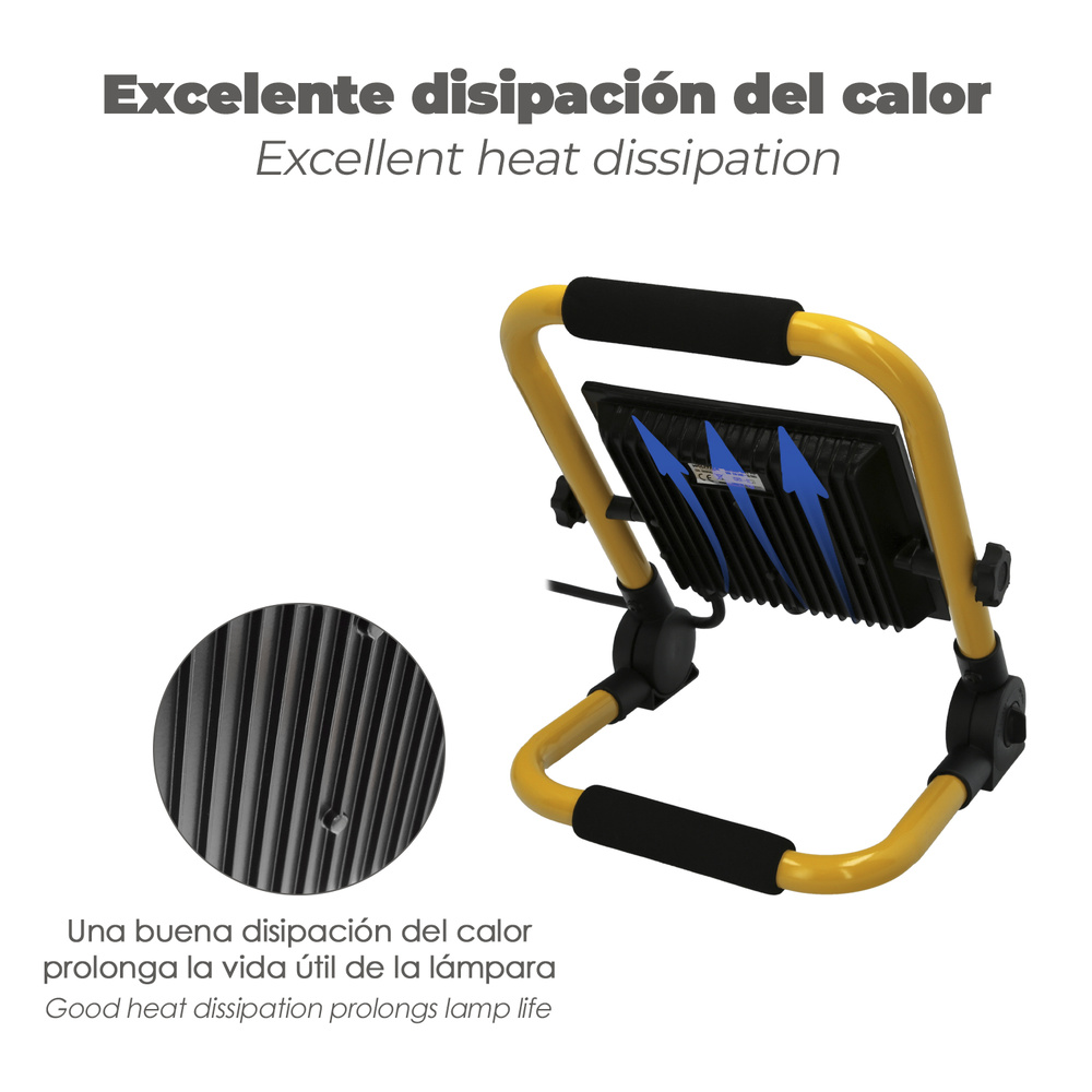 Foco Led Plano 50 Watt. Luz Blanca 4000º K IP 65 4000 Lumenes Con Asa de Transporte, Proyector Led Con Asa, Foco Led Trabajo - Imagen 4