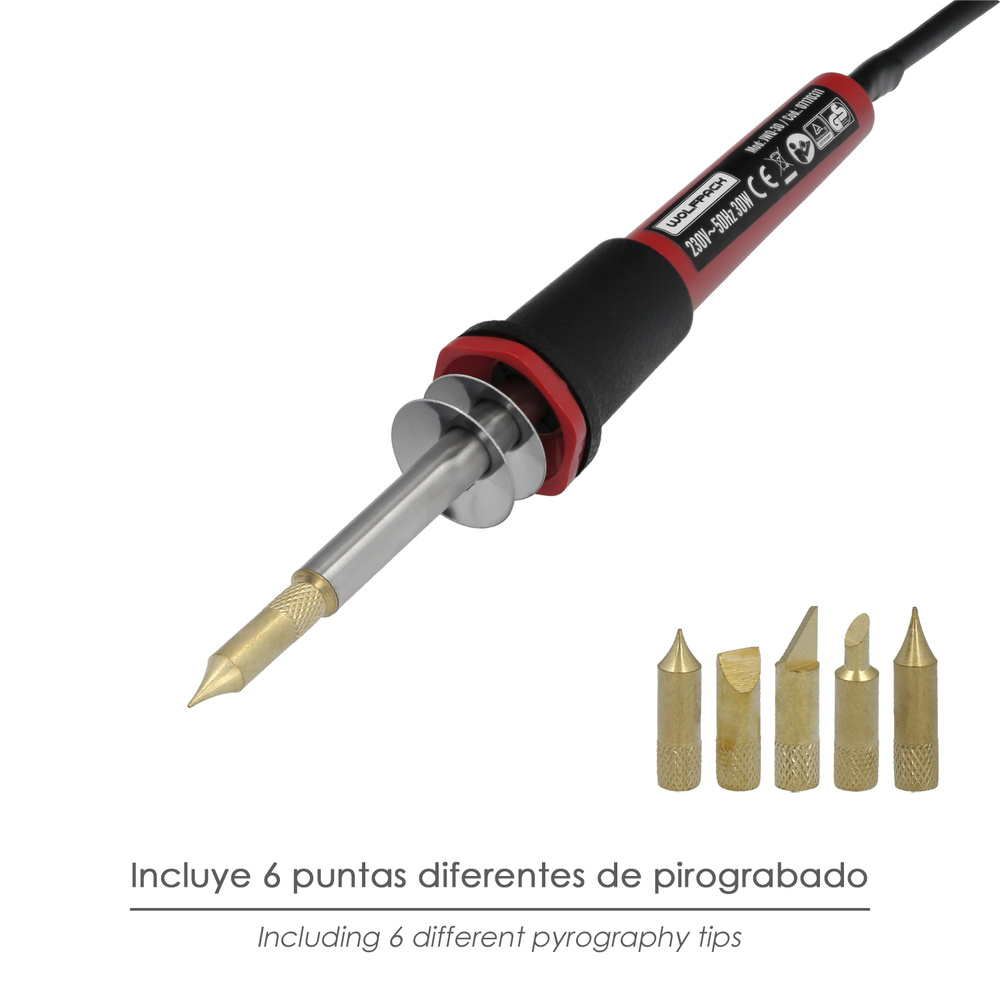 Soldador / Grabador 30 Watt. Con 6 puntas - Imagen 3