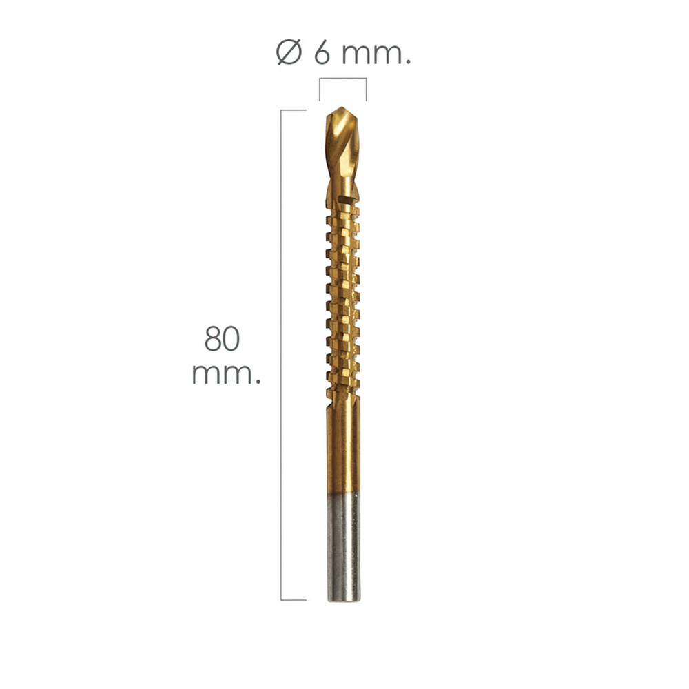 Fresa Rotativa Para Metales HSS Ø 6 x 80 mm. Para Taladro / Fresadora - Imagen 2