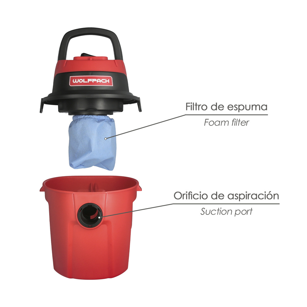 Aspirador Soplador Plástico Agua Y Polvo 10 Litros / 1000 Watt. - Imagen 3