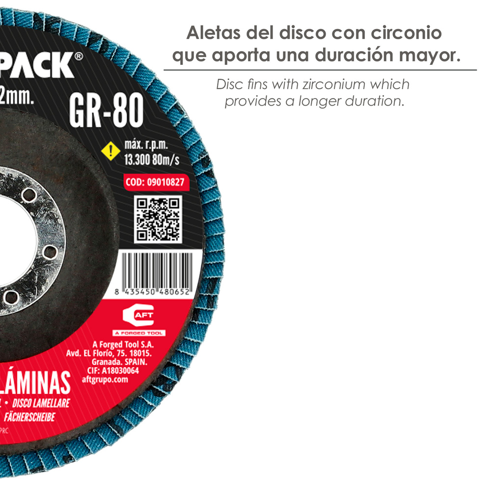 Disco Lamina Lija Circon Inox - Plus 115x22 mm. Grano 80 - Imagen 4
