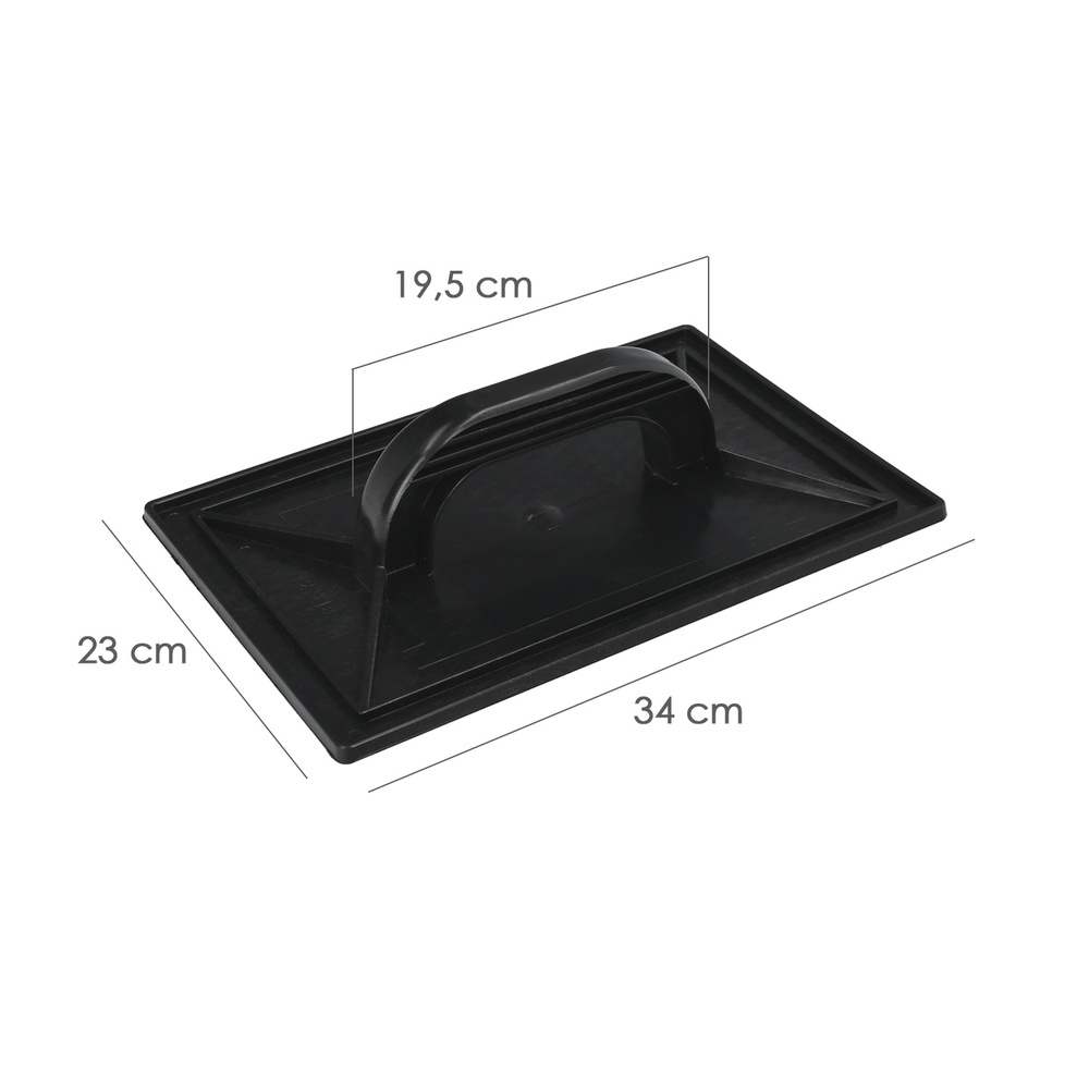 Talocha Plastico 34 x 23 cm. Mango Redondo Negro Con Alveolos - Imagen 2