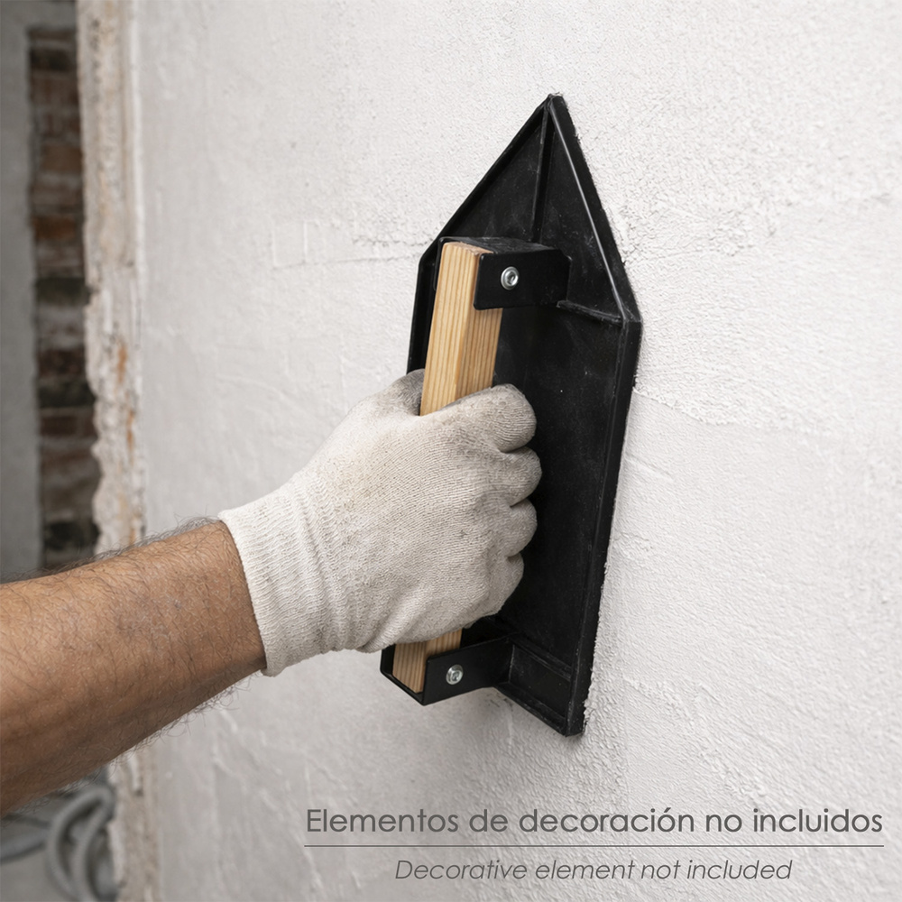 Talocha Plastico Punta Mango Madera 27 x 18 cm. Negro Con Alveolos. - Imagen 5