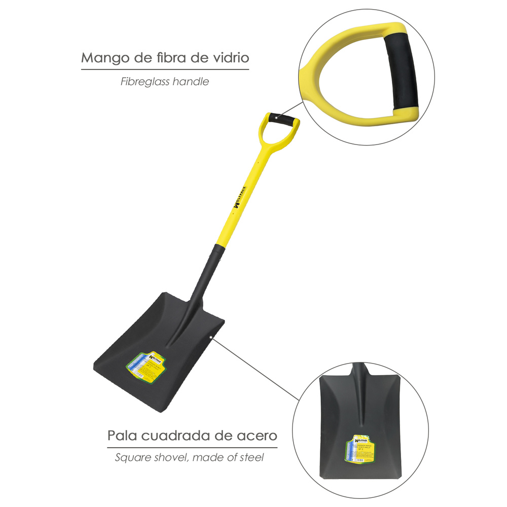 Pala Mango Fibra Vidrio Cuadrada Mango Anilla Nº 3 - Imagen 3