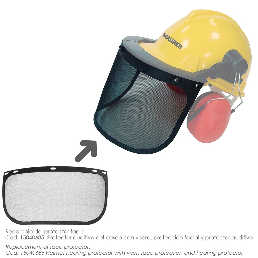 Recambio Protector Facial Para Casco Con Visera, Protector Facial De Rejilla y Protector Auditivo Maurer Modelo 99790 - Imagen 2
