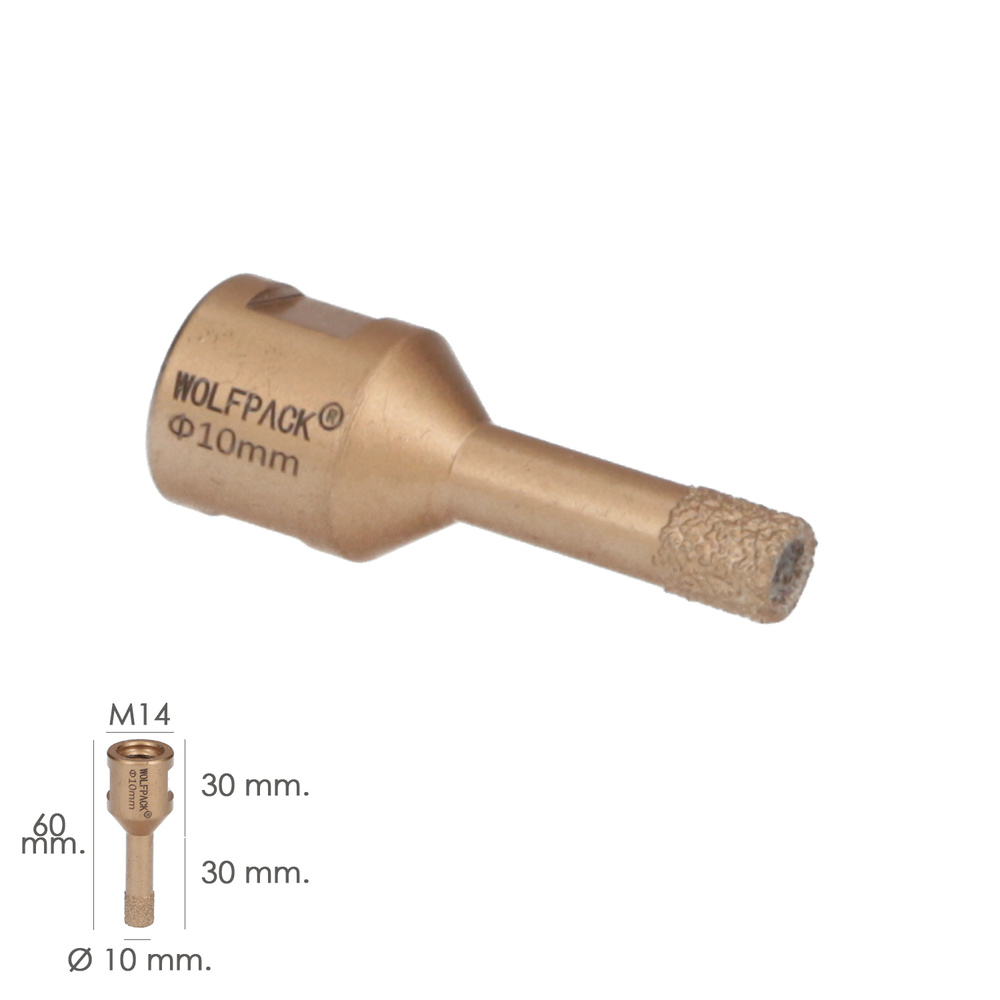 Corona Diamante Para Amoladora Ø 10 mm. Conexión Rosca M14. Corte Seco - Imagen 2