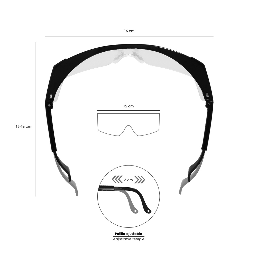 Gafas Proteccion Con Patillas Ajustables Certificación EN166. Lente Color Transparente. Gafas Protección Gafas Trabajo - Imagen 3