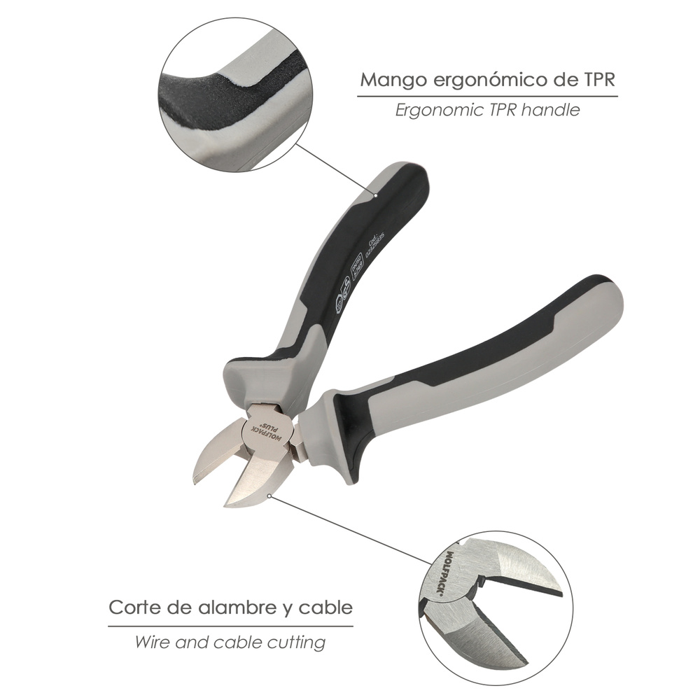 Alicates Corte diagonal 150 mm. Acero Cromo Vanadio DIN-ISO 5749 Pelacables, Corta Cables, Pelador Cables - Imagen 3