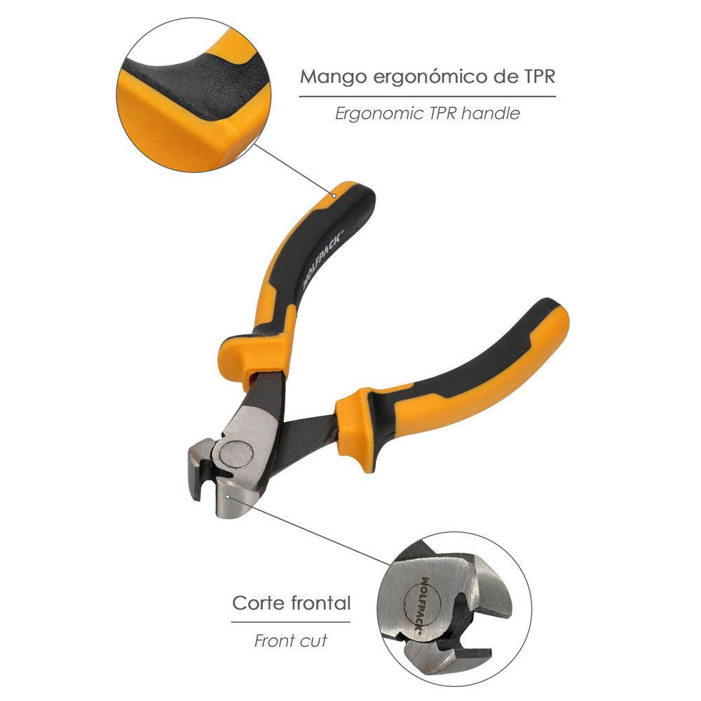 Alicates Corte Frontal 150 mm. Acero DIN 5745. Pelacables, Corta Cables, Pelador Cables, - Imagen 3