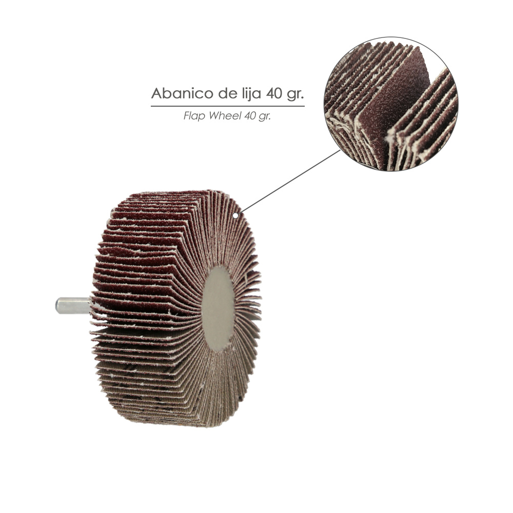 Abanico Lija Grano 40 Medida Ø 60 x 30 mm. Disco Abrasivo Laminas, Ruedas Mil Hojas, Ruedas Abrasivas,Lijado,Desbaste,Pulir - Imagen 3