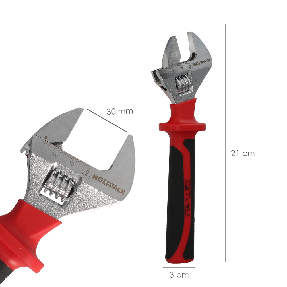 Llave Ajustable Aislada VDE 8". Llave Ajustable Aislada, Llave Inglesa, Llave Moleta Aislada, - Imagen 4