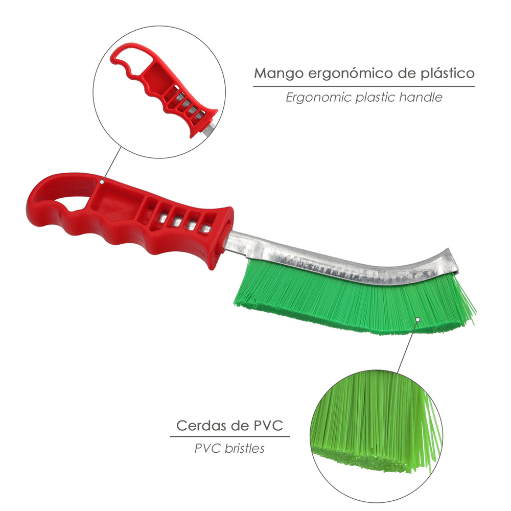 Cepillo Manual P.V.C. Mango De Plástico Rojo Multifuncional Resistente y Duradero - Imagen 3