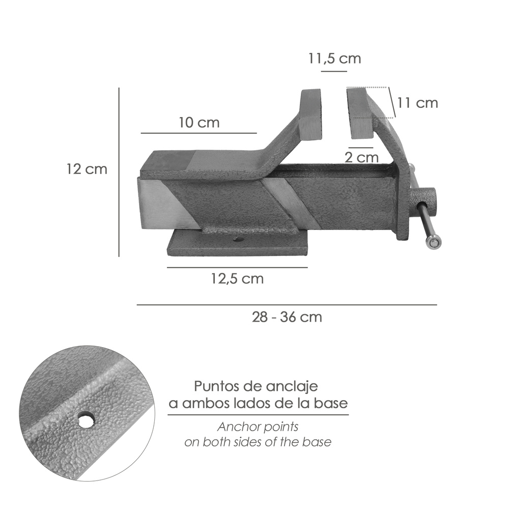 Tornillo Banco Acero 100 mm. Banco De Mesa, Tornillo Sujeción, Abrazadera De Banco - Imagen 2