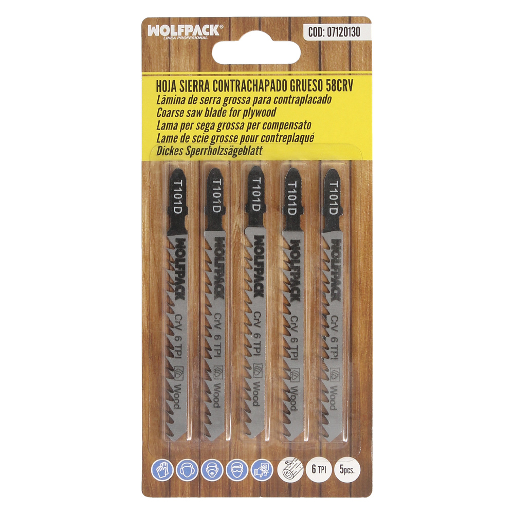 Hojas Sierra Calar Para Contrachapado Corte Grueso 5 Piezas. Hoja Cromo Vanadio 58. Vastago T Universal - Imagen 5