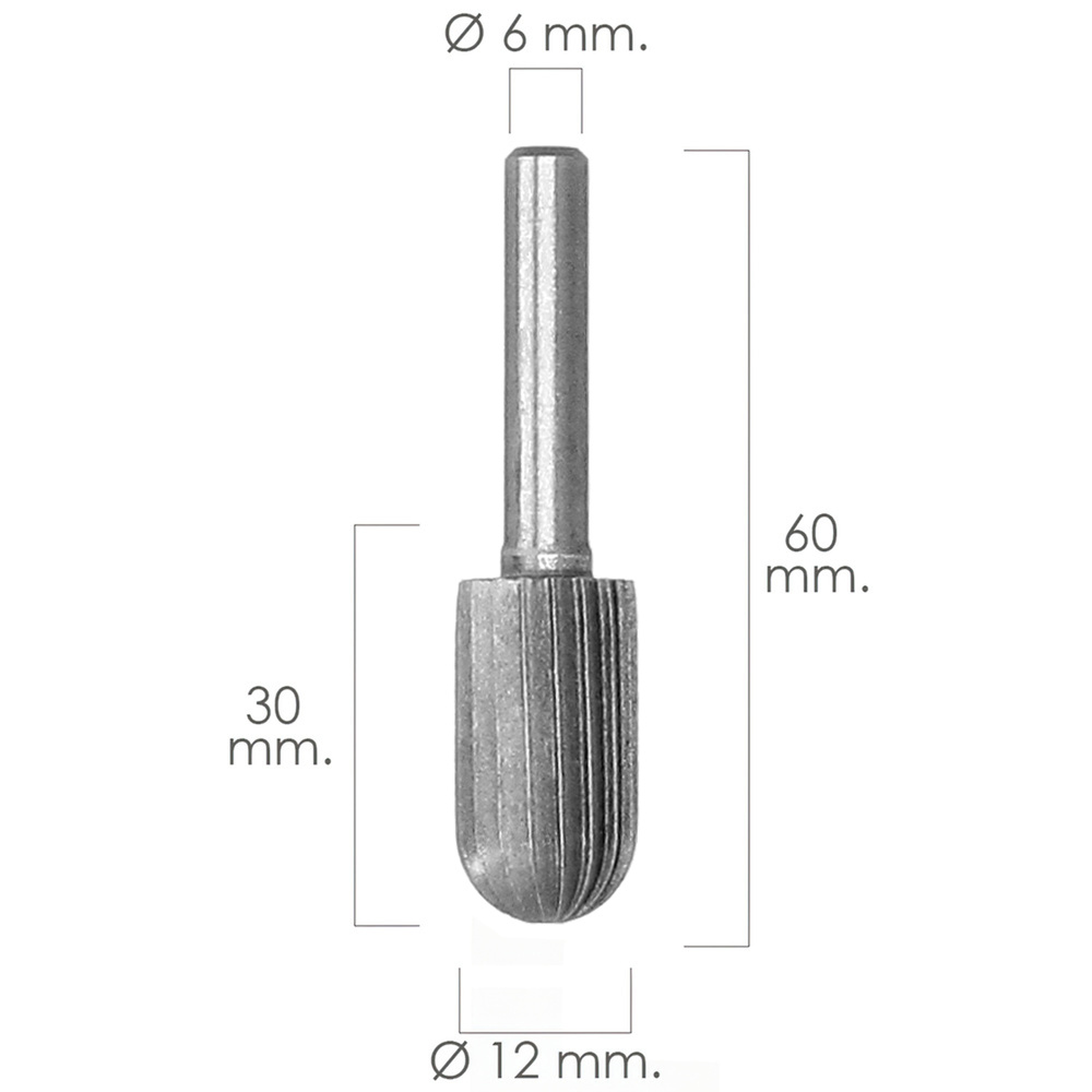 Fresa Rotativa Para Metal Cilíndrica Curva Ø 12 mm. Para Taladro / Fresadora - Imagen 2