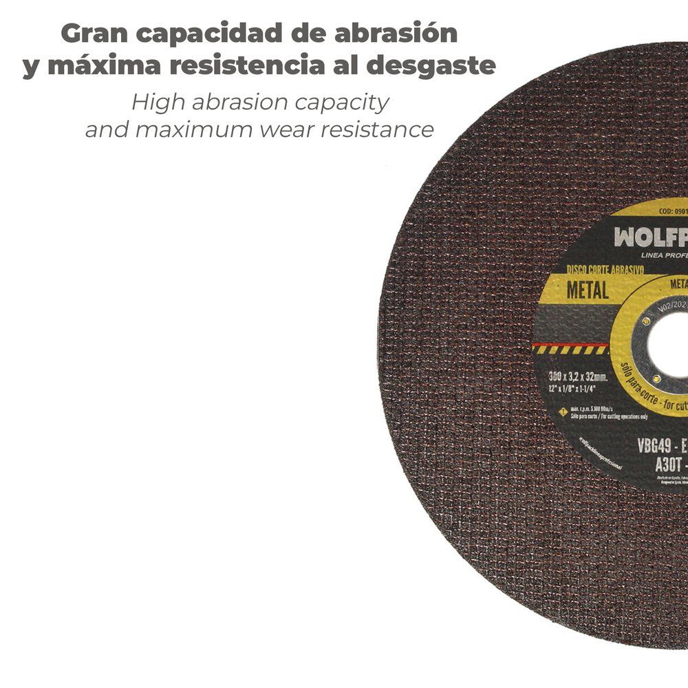 Disco Corte Abrasivo Metal Ø 300 x Ø 32 mm. Espesor 3,2 mm. Disco Radial / Amoladora Universal Con Todas Las Amoladoras - Imagen 5