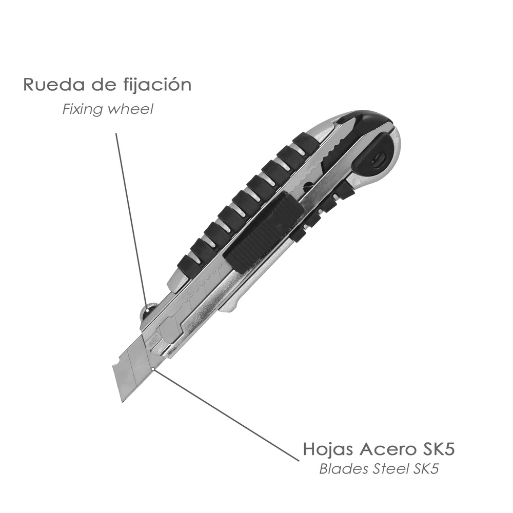 Cutter Aluminio Profesional 18mm Con 5 Hojas Acero Sk5 - Imagen 3