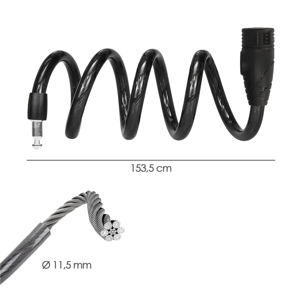 Cable Bicicleta Espiral Con Llave Ø 12 mm. x 150 cm. - Imagen 2