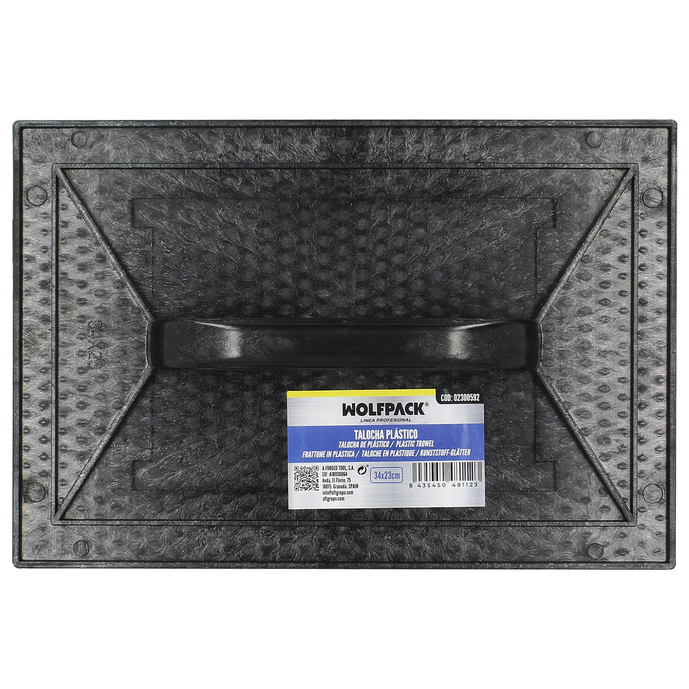Talocha Plastico 34 x 23 cm. Mango Redondo Negro Con Alveolos - Imagen 4