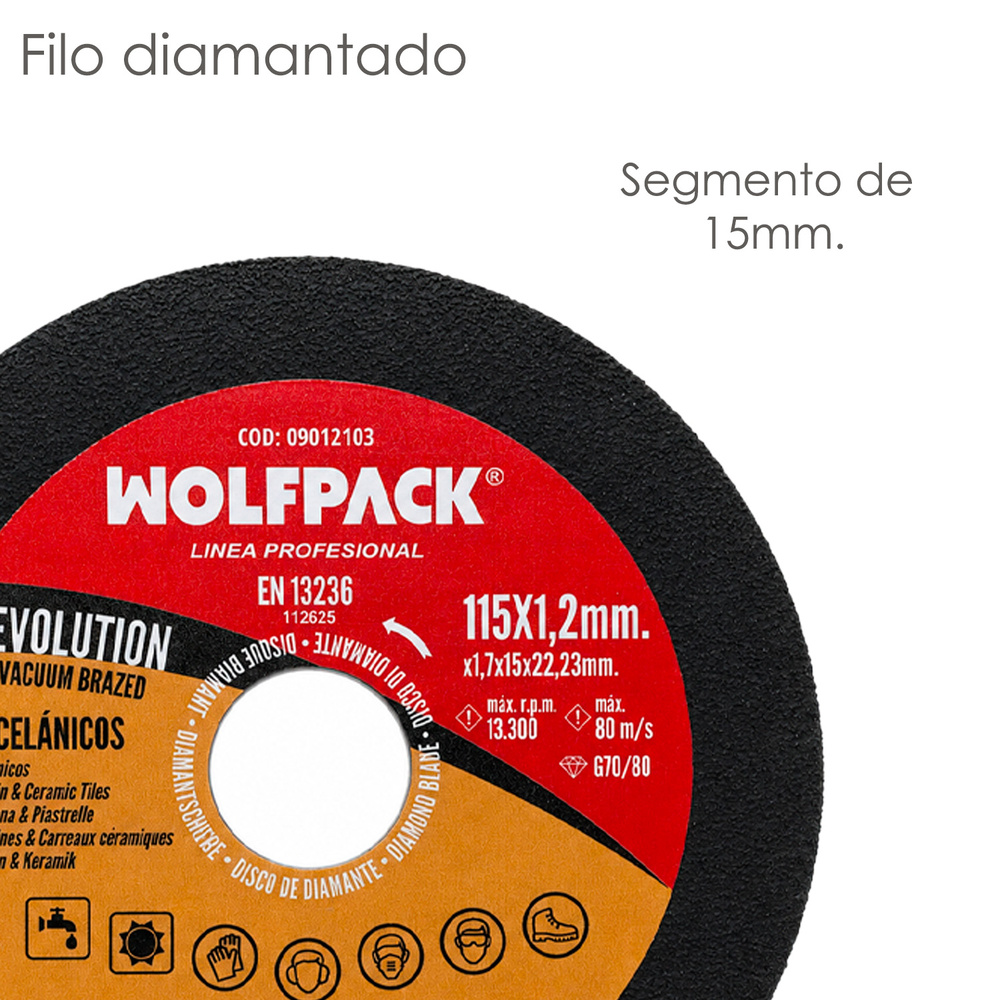 Disco Diamante Evolution Corte Mas Rapido y Preciso Ø 115 mm. Porcelanicos, Gres, Ceramica, Segmento de 15 mm. - Imagen 3