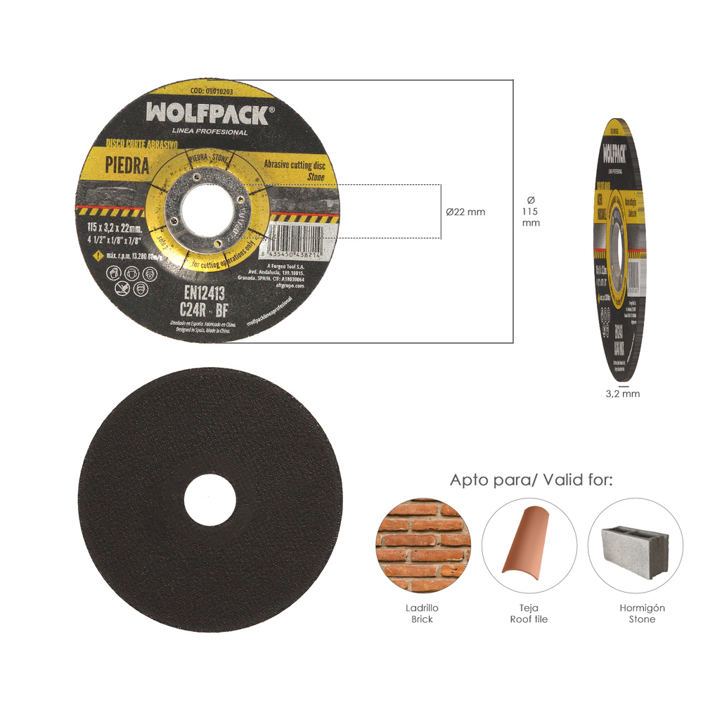 Disco Corte Abrasivo Piedra Ø 115 x Ø 22 mm. Espesor 3,2 mm. Disco Radial / Amoladora Universal Con Todas Las Amoladoras. - Imagen 2
