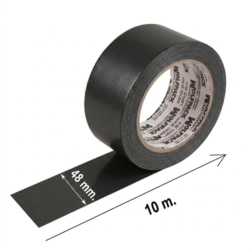 Cinta Americana "Muscle" Color Negro 48 mm. x 10 mertos. Super Resistente, Sellar, Reparar, Unir, Fijar, Sujetar, Empaquetar. - Imagen 2