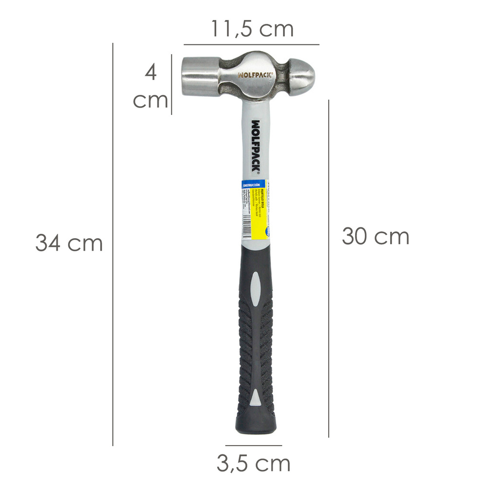 Martillo Bola 650 Gramos Mango Fibra Vidrio - Imagen 2