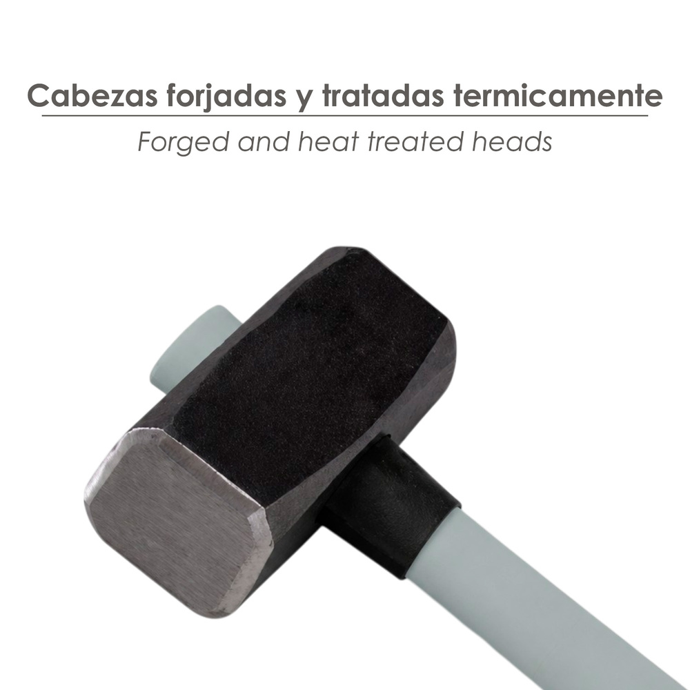 Maza Con Mango Fibra Vidrio 3 Kg. Cabeza Forjada, Con Anillo Anti Vibración, Maza / Porro - Imagen 3