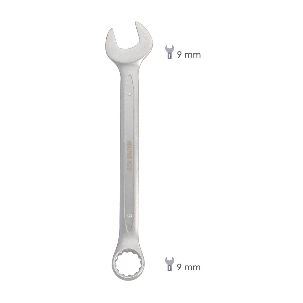 Llave Combinada Plus 9x9 Acero Cromo Vanadio DIN 3113. Llave Doble Boca, Llave Fija, Llave Estrella - Imagen 2