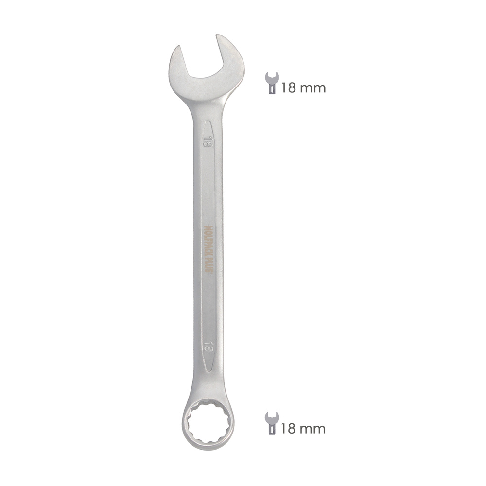 Llave Combinada Plus 18x18 Acero Cromo Vanadio DIN 3113. Llave Doble Boca, Llave Fija, Llave Estrella - Imagen 2