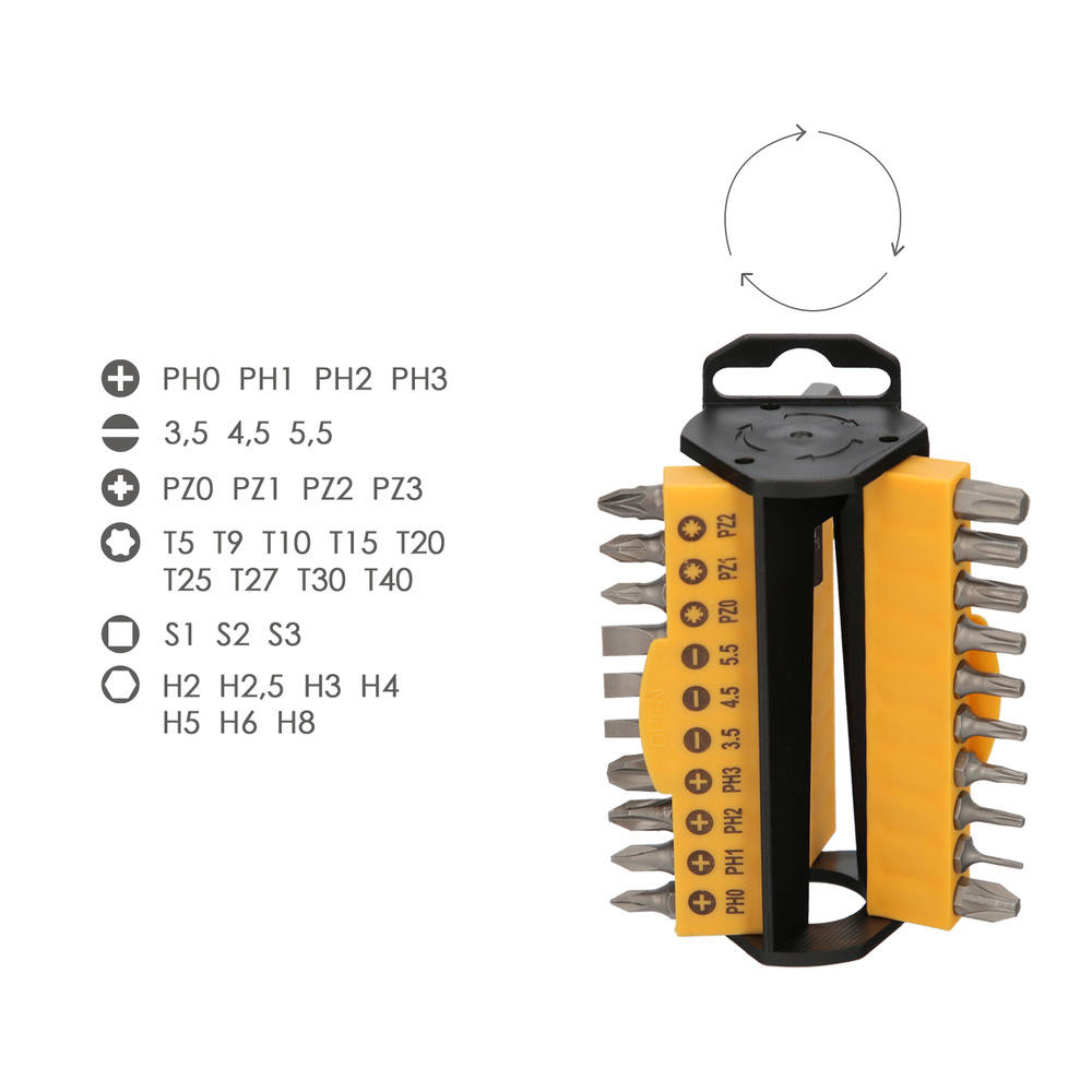 Juego De Puntas con Destornillador 1/4" 35 Piezas. Acero Cromo Vanadio, Kit Destorpuntas, Puntas Destornillador. - Imagen 3