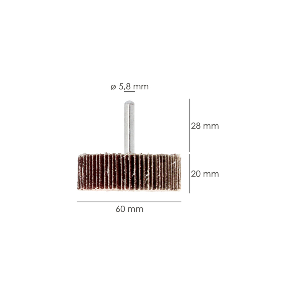 Abanico Lija Grano 80 Medida Ø 60 x 20 mm. Disco Abrasivo Laminas, Ruedas Mil Hojas, Ruedas Abrasivas,Lijado,Desbaste,Pulir - Imagen 2