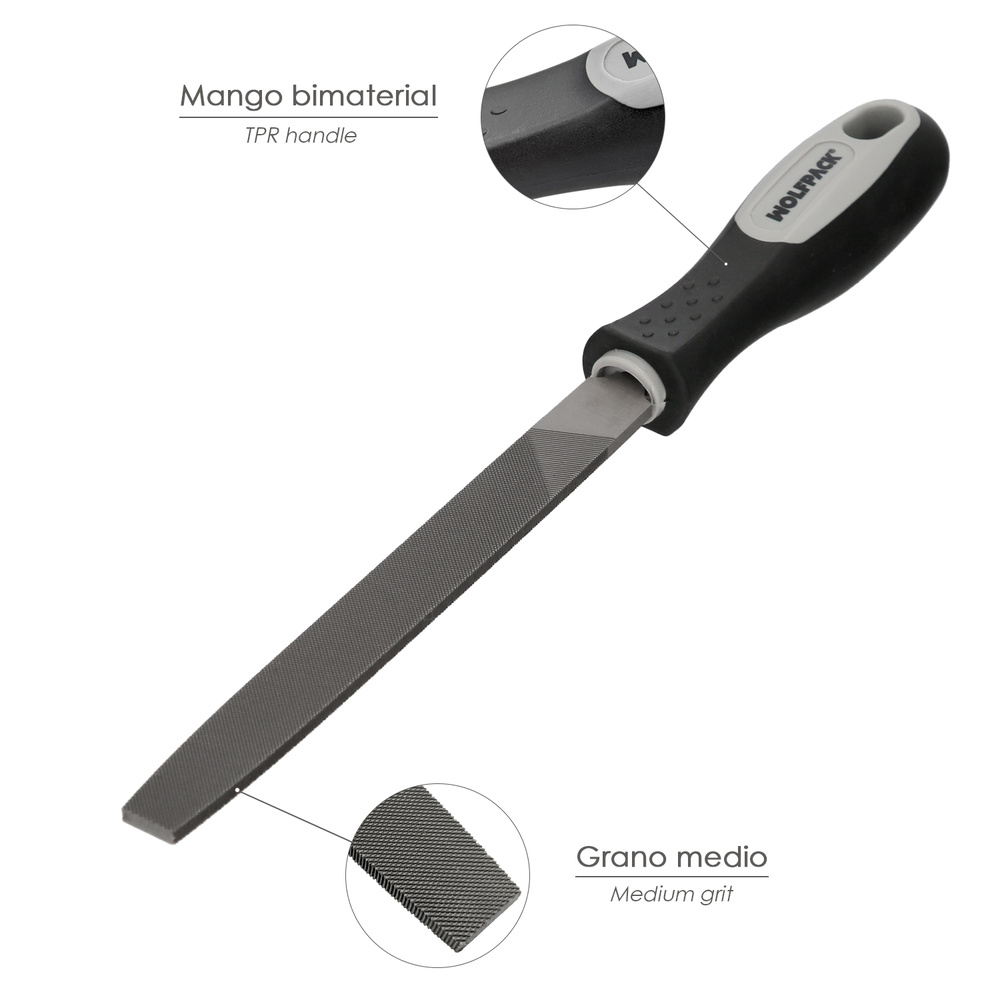 Lima Con Mango Plana Punta Entrefina 8" - Imagen 3