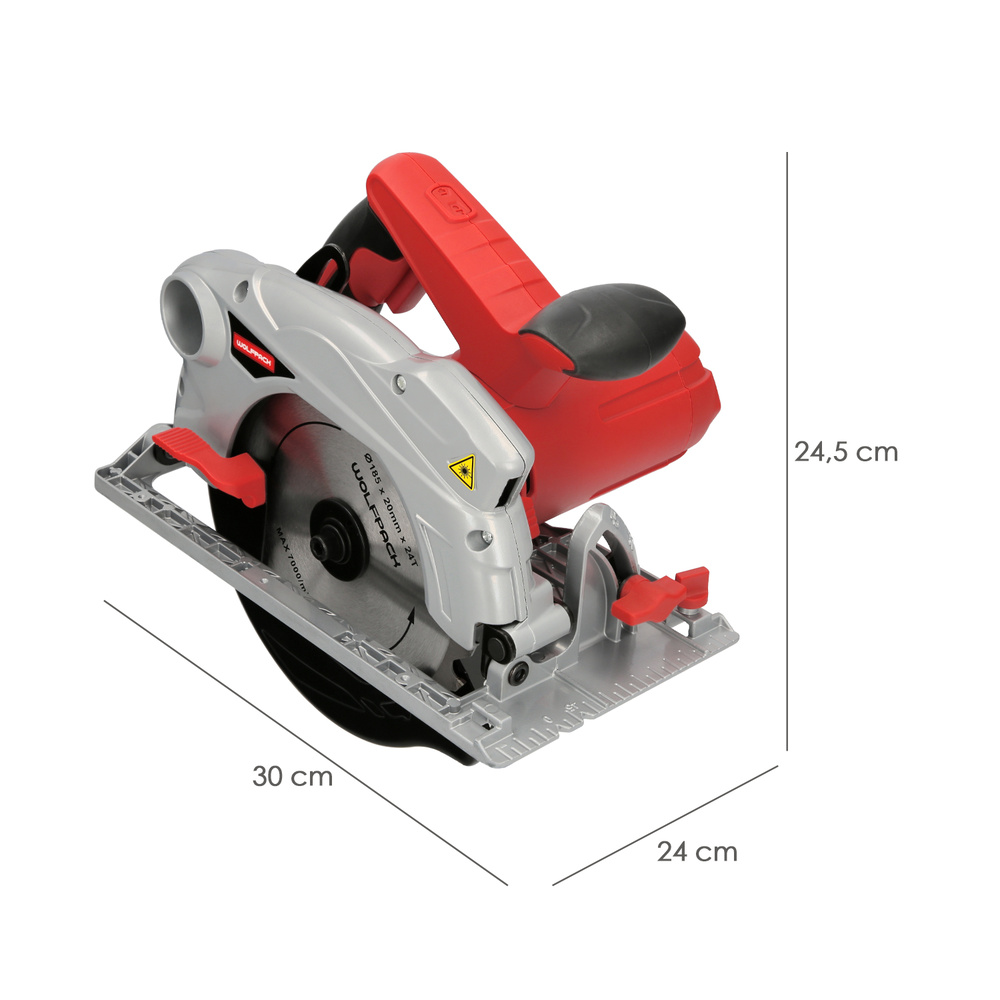Sierra Circular 1300 Watt. Con Laser Disco 185 mm. 4.700 RPM Corte Inglete Regulador de Profundidad. Ingletadora, Sierra Madera - Imagen 2