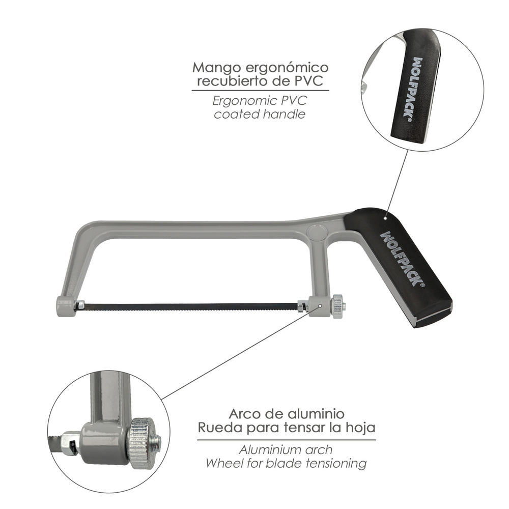 Arco Sierra Mini Profesional Aluminio Hoja 150 mm. Serrucho, Segueta, Segueta, Mini Arco Sierra - Imagen 3