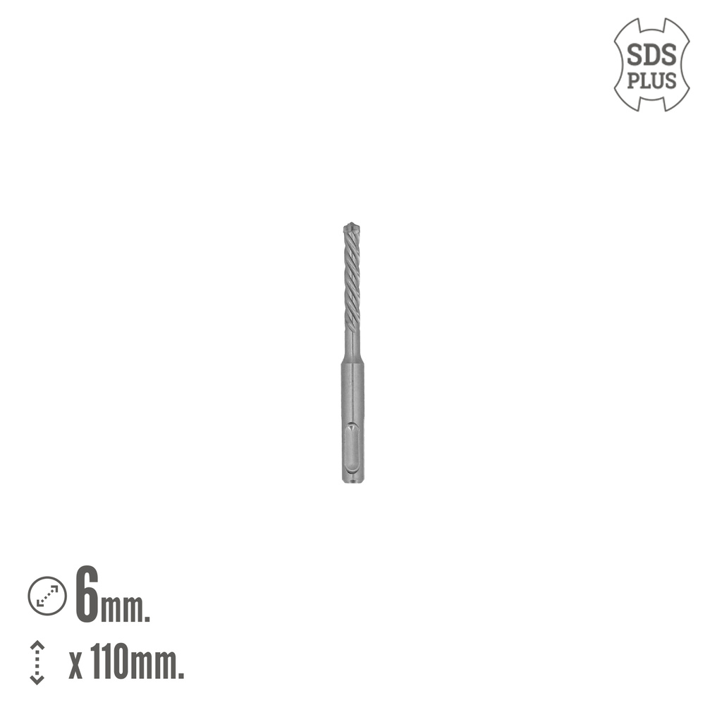 Broca Sds Plus 8 Filos Cortantes Especial Para Hormigon Armado Ø 6 x 110 mm. Broca Paredes, Broca Cimientos, Broca Muros - Imagen 2